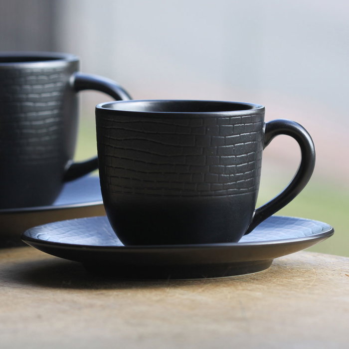 Avet Taza de Café con Plato Lohan Black Negro 120 ml